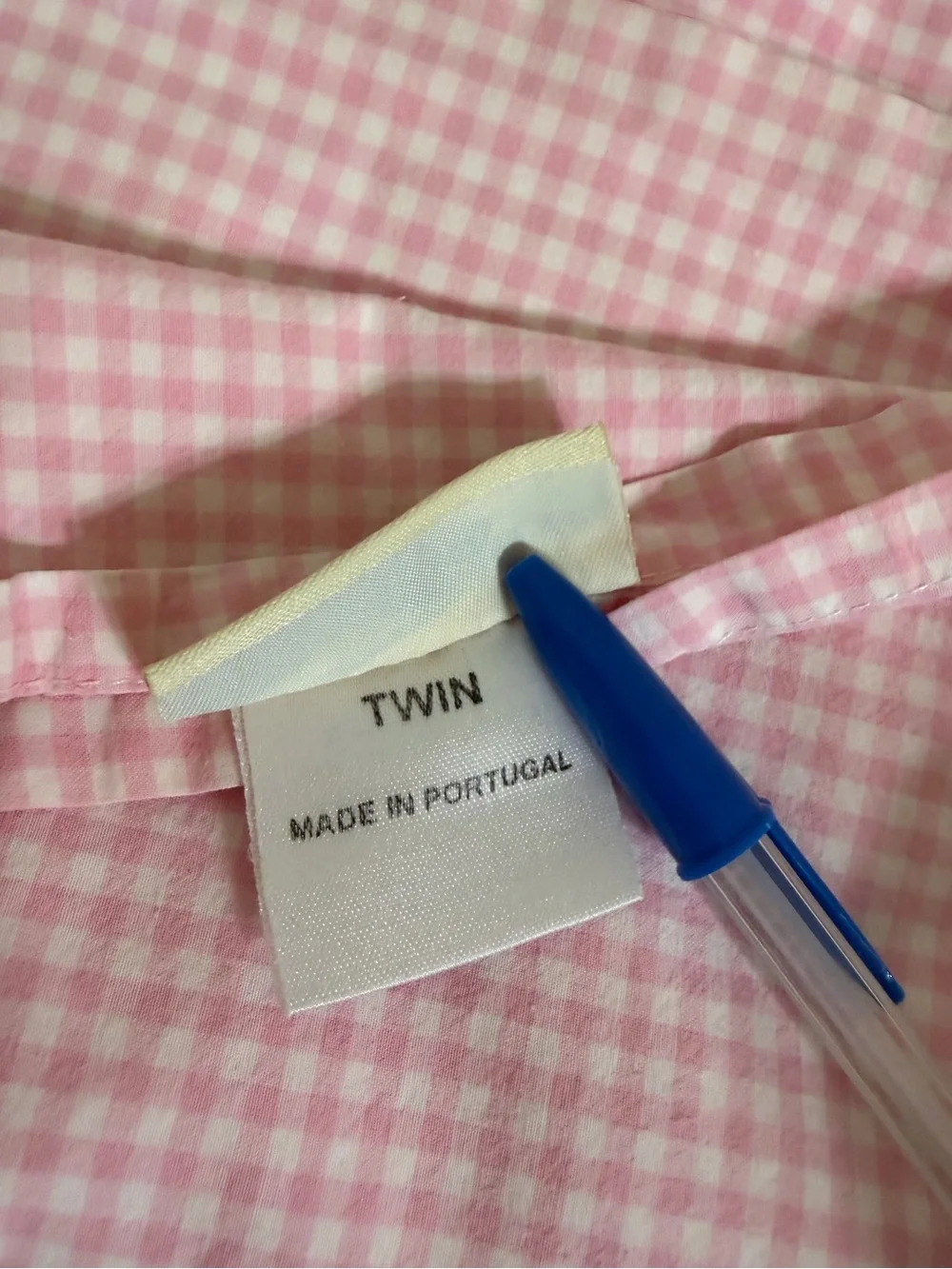 Vintage Pottery Barn Kids Twin Pink White Gingham Tiny Check Flat Sheet